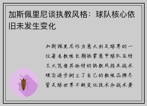 加斯佩里尼谈执教风格：球队核心依旧未发生变化